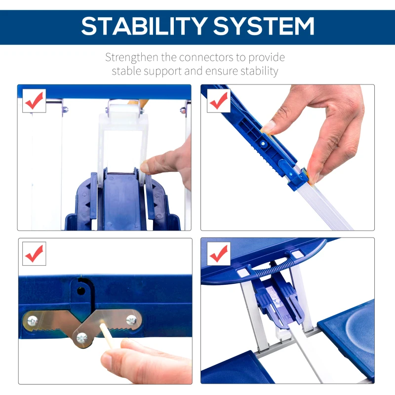 Outsunny Măsuță de picnic pliabilă portabilă din aluminiu și plastic cu 4 scaune, Albastru deschis