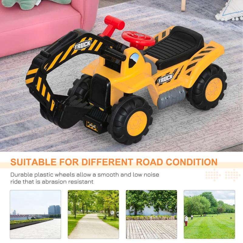 HOMCOM Jucarie Excavator – Calarit cu Cos, Varsta 3–8 Ani(m-6)