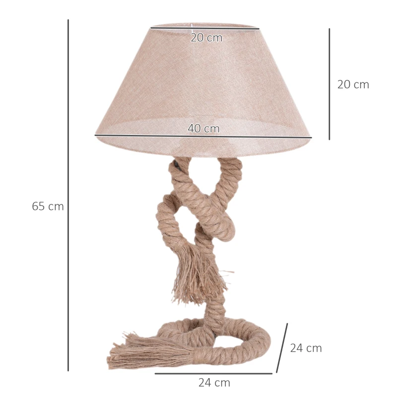 HOMCOM Lampe de table - lampe à poser style marin - Ø 40 x 65H cm - abat-jour PVC revêtement lin beige