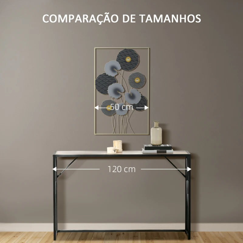 HOMCOM Decoração de Parede de Metal de Folhas de Lótus 3D Arte de Parede Suspensa para Sala de Estar Escritório 50x80cm Multicor