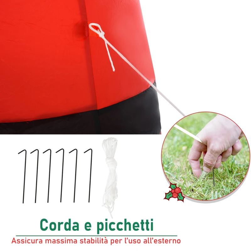 HOMCOM 245cm Babbo Natale Gonfiabile Decorazione Natalizia con Campada d'oro e 3 Luci a LED, Impermeabile IP44