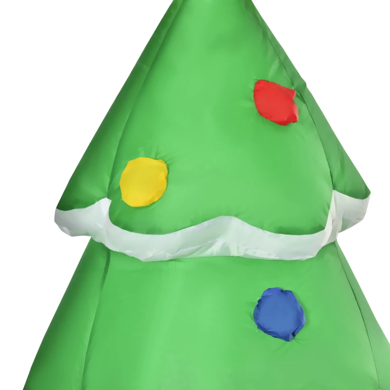 HOMCOM Albero di Natale Gonfiabile 163cm con Pupazzo di Neve e Scritta, Gonfiatore e Luci, Decorazione Natalizia da Esterno