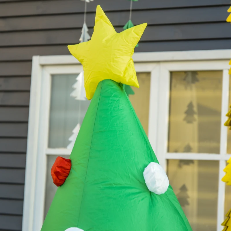 HOMCOM Babbo Natale Gonfiabile Gigante 210cm da Interno e da Esterno, Impermeabile con Albero di Natale e 13 Luci a LED