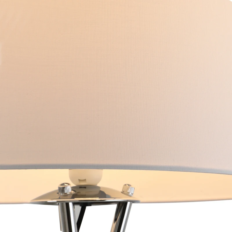 Homcom Lampa de Podea cu Baza tip Trepied si Abajur din Tesatura Alba