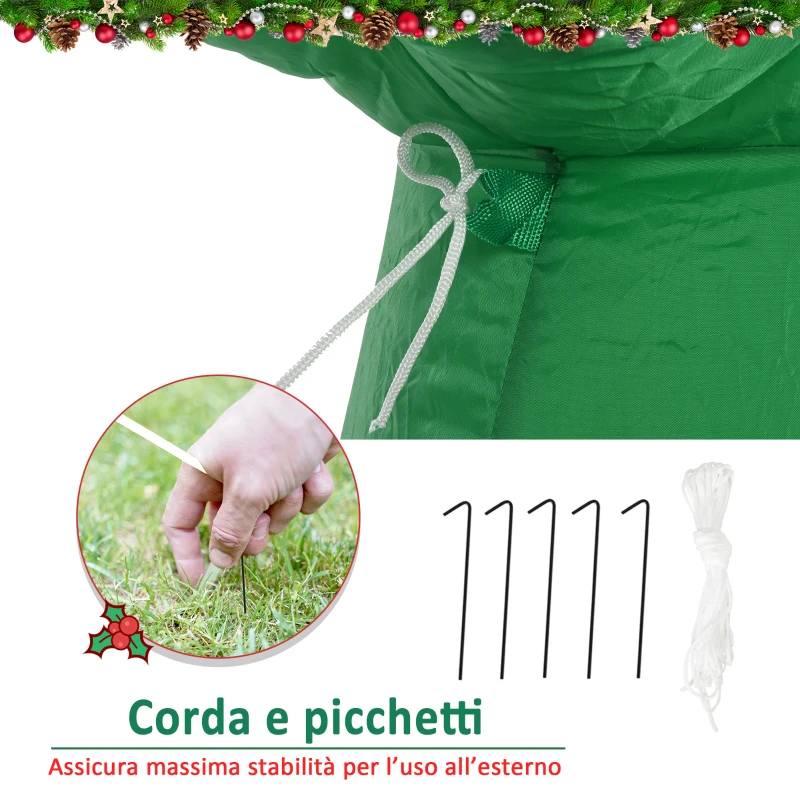 HOMCOM Babbo Natale Gonfiabile Gigante 210cm da Interno e da Esterno, Impermeabile con Albero di Natale e 13 Luci a LED