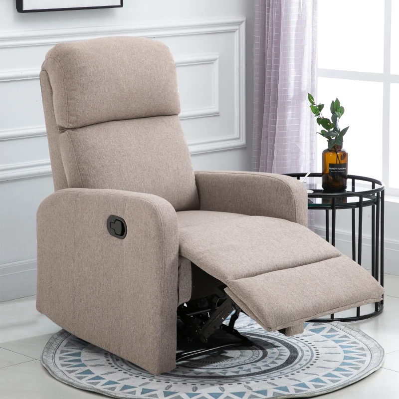 HOMCOM Fotoliu Relax Rabatabil Manual cu Taburet Capacitate maxima 125kg Tesatura de Lin 66 × 95 × 99cm
