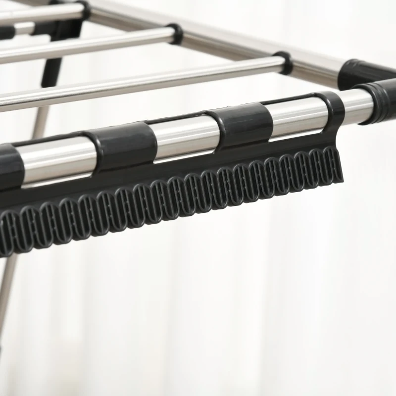 HOMCOM Clothes Rail Drying Rack Stainless Steel 138.5 W x 63 D x 208H Silve Black