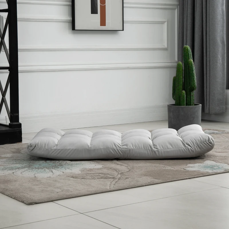 HOMCOM Adjustable Lazy Floor Sofa Chair Lounge Seat Gaming Couch Bed for Living Room, Home Office, Balcony, Grey