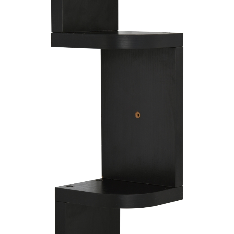 HOMCOM Wooden 5-tier Corner Shelf Wall Mount Zig Zag Floating Display Rack Bookcase Hanging CD/DVD Storage Home Furniture (Black)