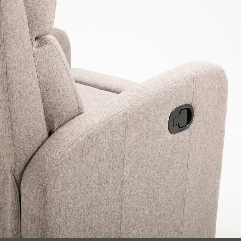 HOMCOM Fotoliu Relax Rabatabil Manual cu Taburet Capacitate maxima 125kg Tesatura de Lin 66 × 95 × 99cm