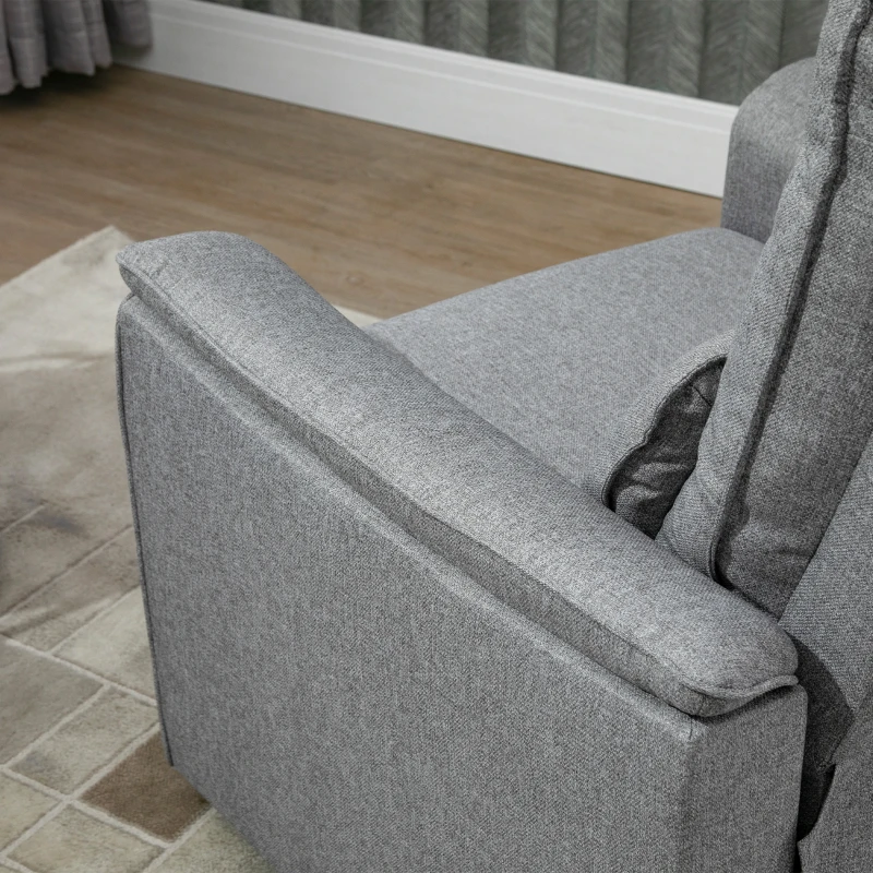 HOMCOM Manual Recliner Armchair, Polyester Upholstered Rocking Chair Sofa Fabric Armchair with Footrest for Living Room