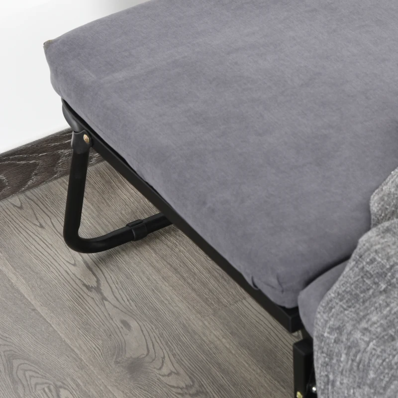 HOMCOM 2 In 1 Folding Sofa Bed Home Lounge Cot Guest Stool w/ Thick Padded Sponge Grey Removable and washable