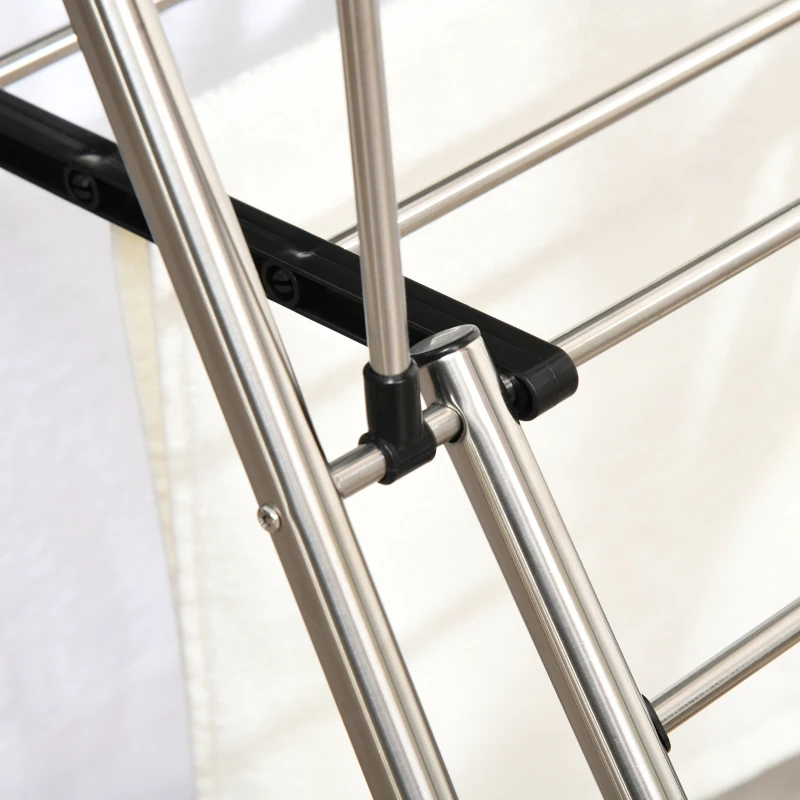 HOMCOM Clothes Rail Drying Rack Stainless Steel 138.5 W x 63 D x 208H Silve Black