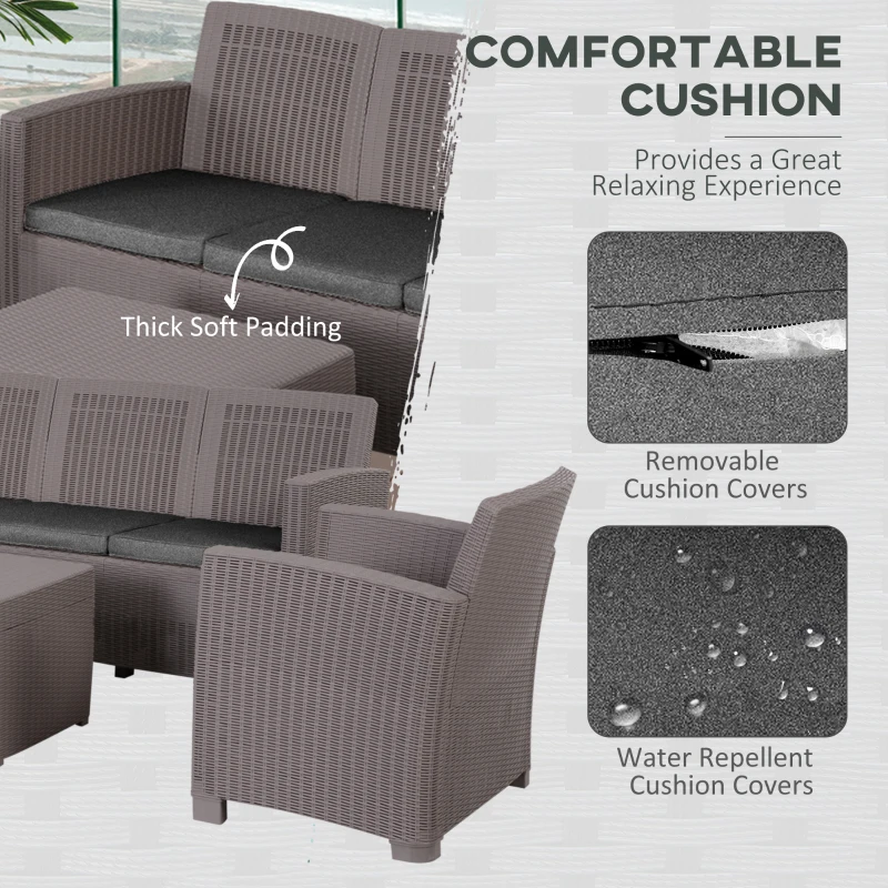 Outsunny Lounge Modular pentru Exterior din PP - Set din 4 Piese Gri