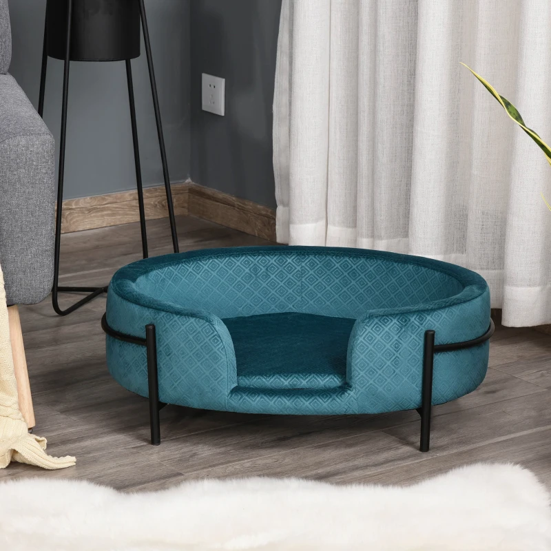 PawHut Cuccia per Cani da Interni, Divano per Gatti e Cani di Taglia Piccola e Media Max. 15kg, Verde Petrolio 70x50.5x25.5cm