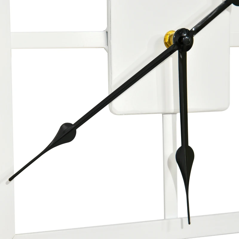 HOMCOM Vintage Large Wall Clock with Roman Numerals, 60cm/24 Inch Silent Non Ticking Metal Wood Clocks for Living Room Kitchen Bedroom, Distressed White