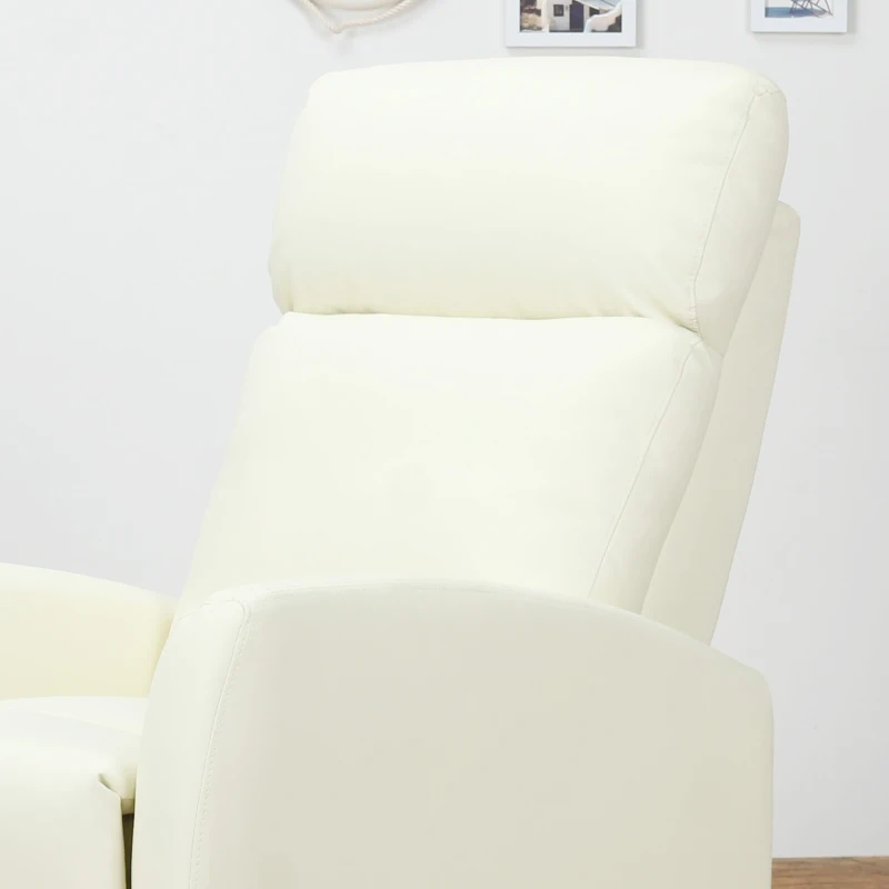 HOMCOM Fotoliu Relax Rabatabil Ergonomic Piele Sintetica 65 × 92 × 100cm Crem