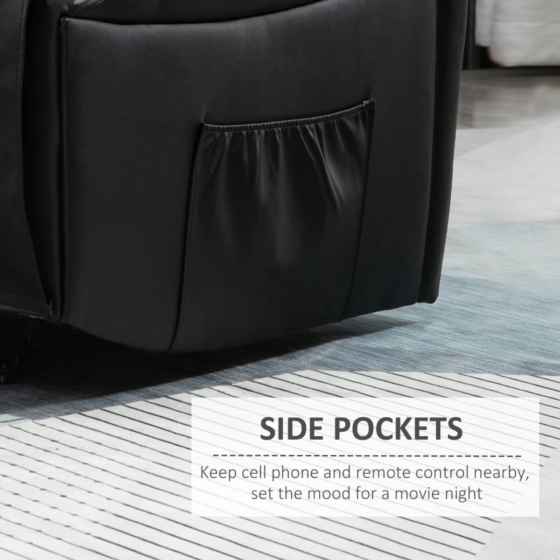HOMCOM Fotoliu Relax Rabatabil la 135°, Sezut Capitonat, 100x89x100cm, Negru