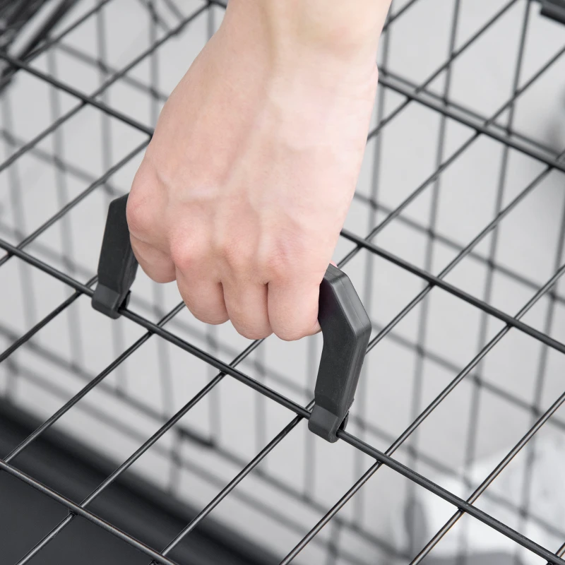 PawHut Cusca de transport pentru Caini din Metal si PP pentru Masina cu Maner de culoare neagra