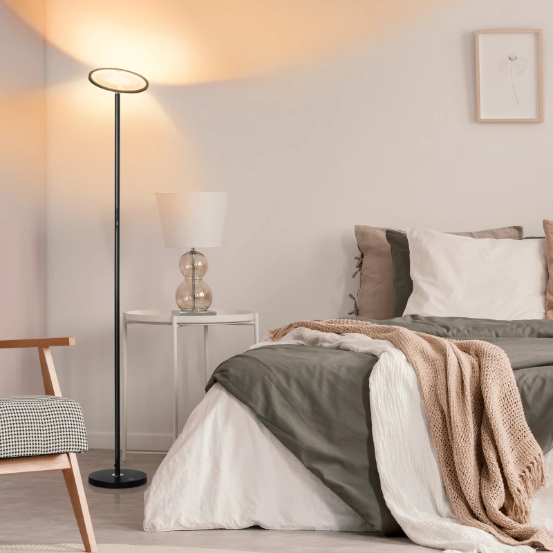 HOMCOM Lámpara de Pie Inteligente WiFi Lámpara Moderna con LED Regulable RGB 25W para Salón Ø25x168 cm Negro