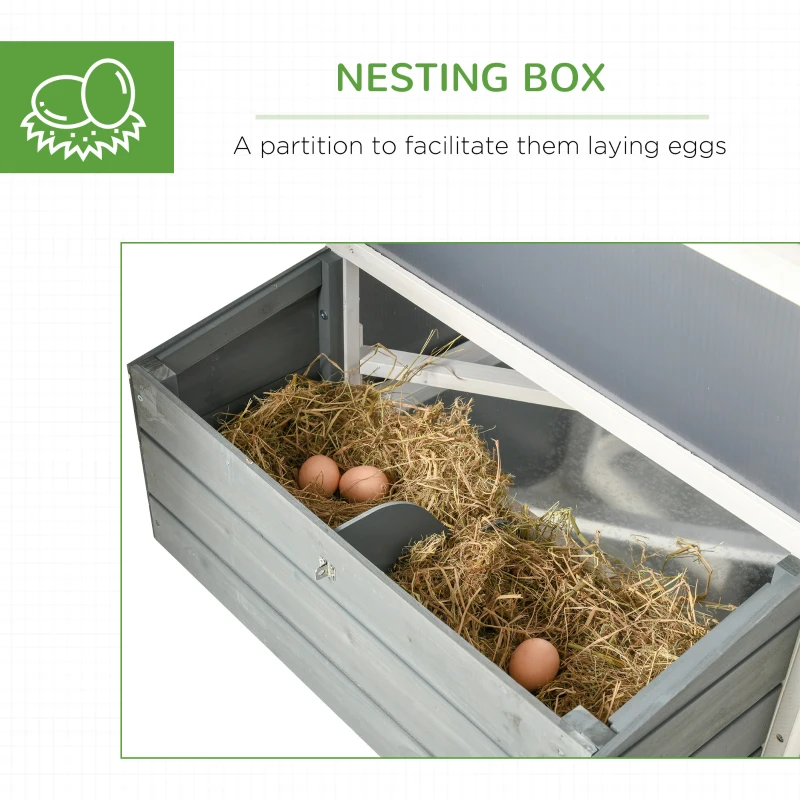 PawHut Deluxe Chicken Coop, Hen House, Wooden Poultry Cage w/ Outdoor Run, Nesting Box, Removable Tray, Openable Hollow Sheet Roof and Lockable Doors, 162 x 76.5 x 79.5cm