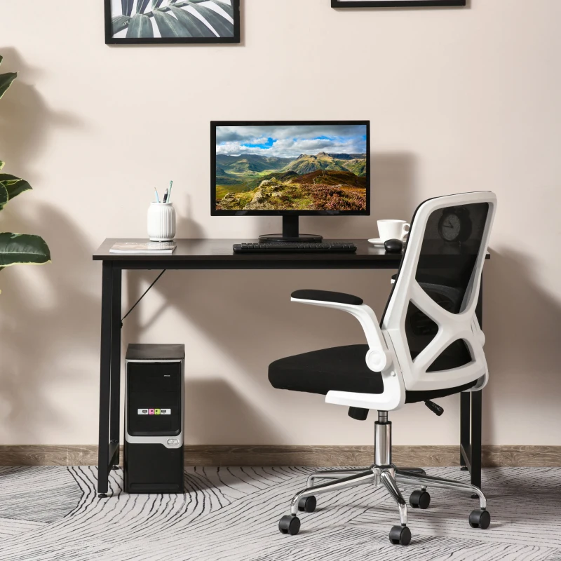 HOMCOM Hard Duty Office Desk Computer Desk w/ Adjustable Feet Wood Grain Black