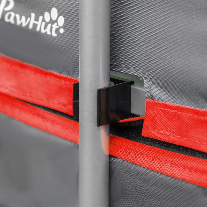 PawHut Dog Bike Trailer Two-In-One Trolley Stroller Cart Bicycle Carrier for Cat Puppy Travel w/ Reflectors Red Flag – Red