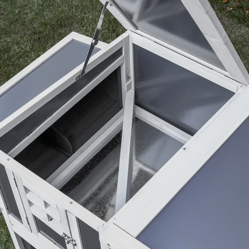 PawHut Deluxe Chicken Coop, Hen House, Wooden Poultry Cage w/ Outdoor Run, Nesting Box, Removable Tray, Openable Hollow Sheet Roof and Lockable Doors, 162 x 76.5 x 79.5cm