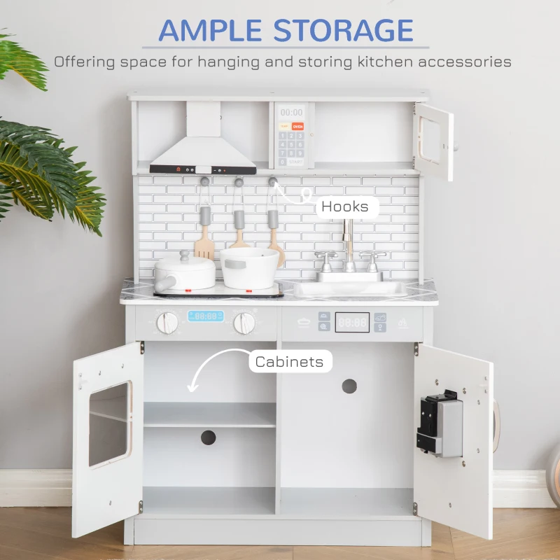 HOMCOM Childrens Toy Kitchen w/ Sound & Light Effect Battery Operated Cooktop for 3-6 Years Old