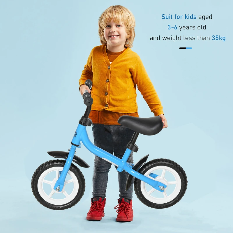 HOMCOM Toddler Balance Bike No Pedal Bicycle for 3-6 years old 10-Inch Wheels Kids Beginner Rider Training without Footrest Blue