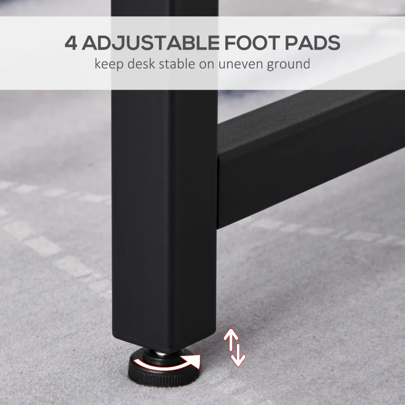 HOMCOM Hard Duty Office Desk Computer Desk w/ Adjustable Feet Wood Grain Black