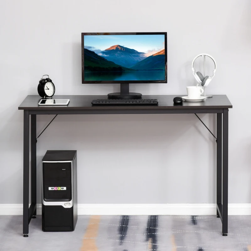 HOMCOM Hard Duty Office Desk Computer Desk w/ Adjustable Feet Wood Grain Black