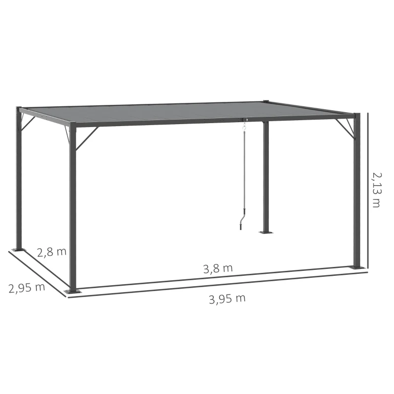 Outsunny partytent met lamellendak, grijs, 4 x 3 x 2 m