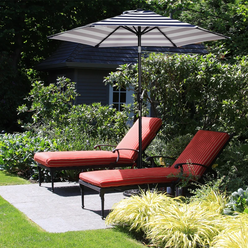 Parasol tuinparaplu buitenshuis park balkon frame staal blauwe strepen