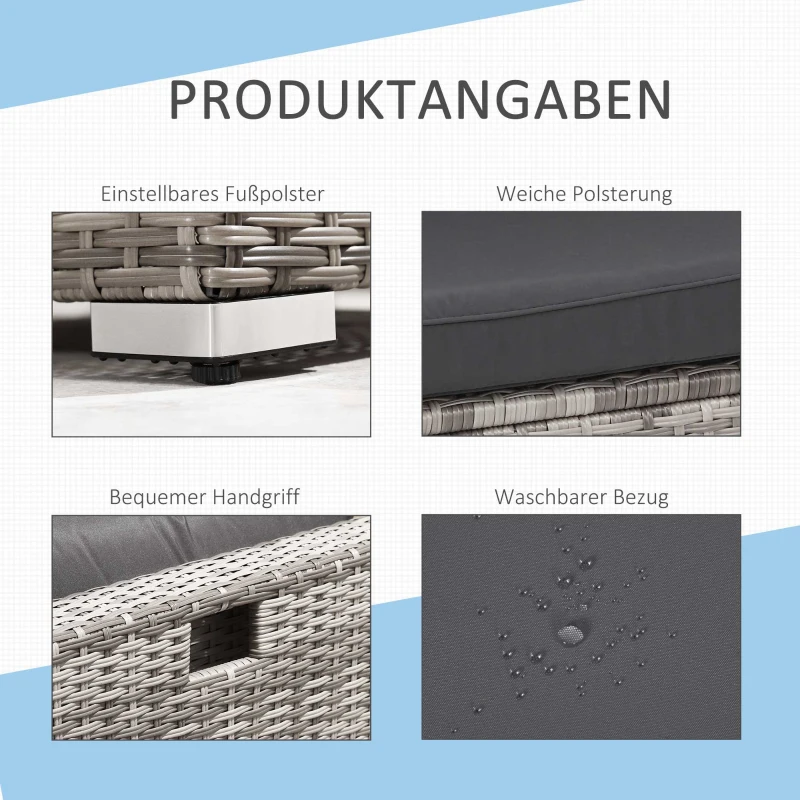 Outsunny komplet wypoczynkowy z technorattanu 6-cz. Zestaw mebli ogrodowych w kolorze szarym