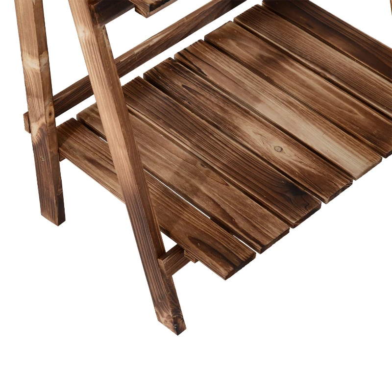 Outsunny Plantenetagere bloementrap bloemenbank plantenrek standaard 3 trappen vurenhout