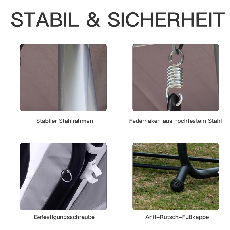 Outsunny Hollywoodschommel 3-zitter tuinschommel met dak ligfunctie staal 2 kleuren