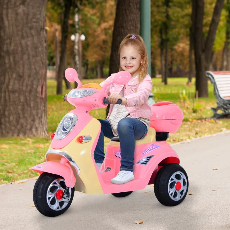 HOMCOM Elektrische kindermotorfiets elektrische motorfiets elektrische auto kindervoertuig driewieler 3 km/u
