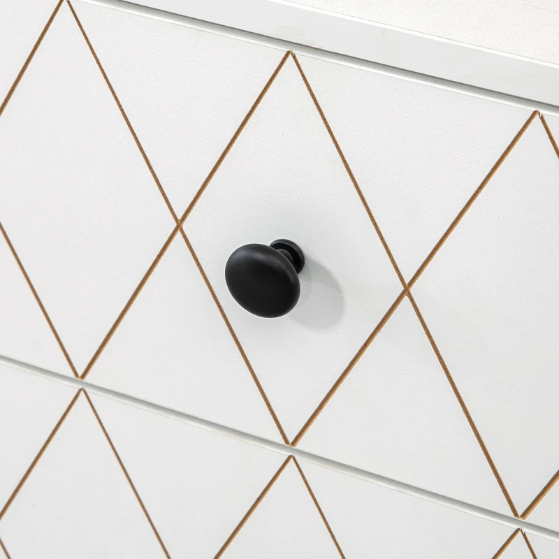 HOMCOM Cassettiera a Rombi con 3 Cassetti e un Armadietto con Ripiano Regolabile, in Acciaio e MDF, 70x35x75 cm, Bianco