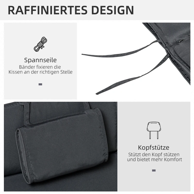 Outsunny® Materac z Zagłówkiem zdejmowany Pokrowiec szary