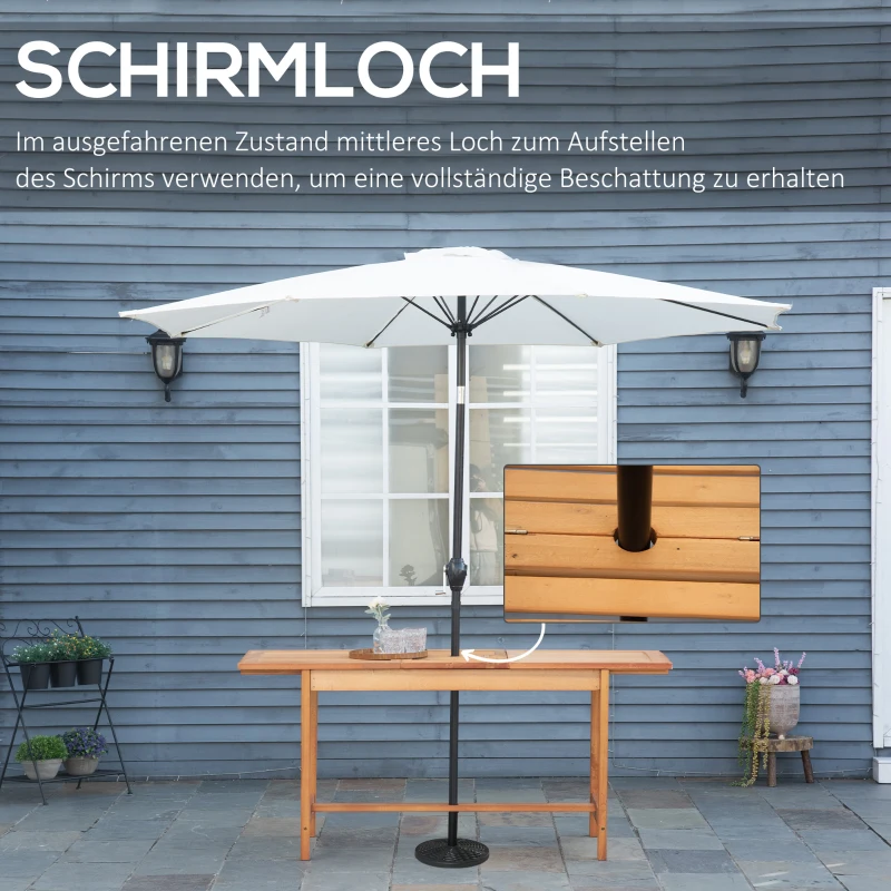 Outsunny Stół ogrodowy, rozkładany, odporny na warunki atmosferyczne, 160 cm x 70 cm x 72 cm, Kolor naturalny