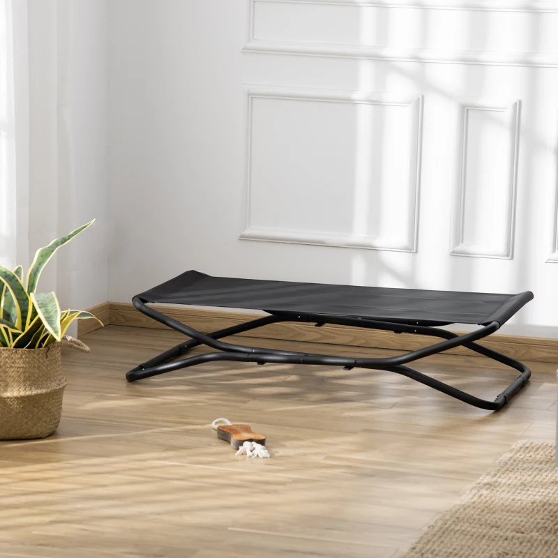 PawHut legowisko dla psa na zewnątrz, podwyższone legowisko dla psa, legowisko dla zwierząt domowych, zewnętrzne, czarne