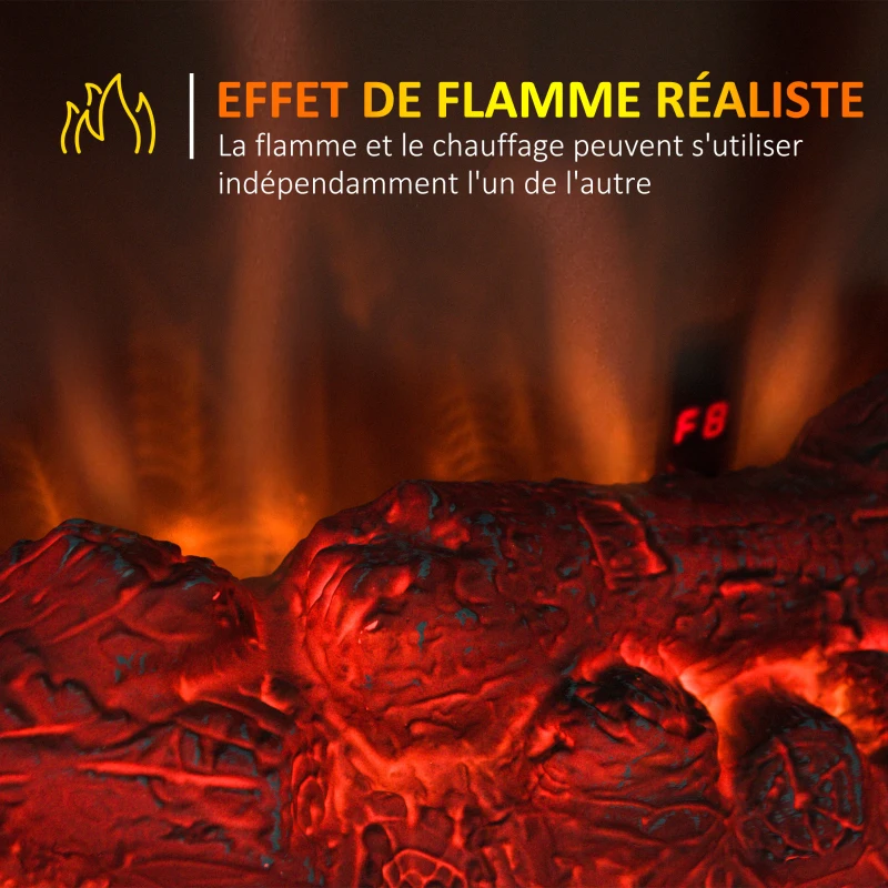 HOMCOM Cheminée Electrique poêle Style néo-rétro 2 Portes télécommande minuterie 1000/2000 W LED luminosité réglable Noir