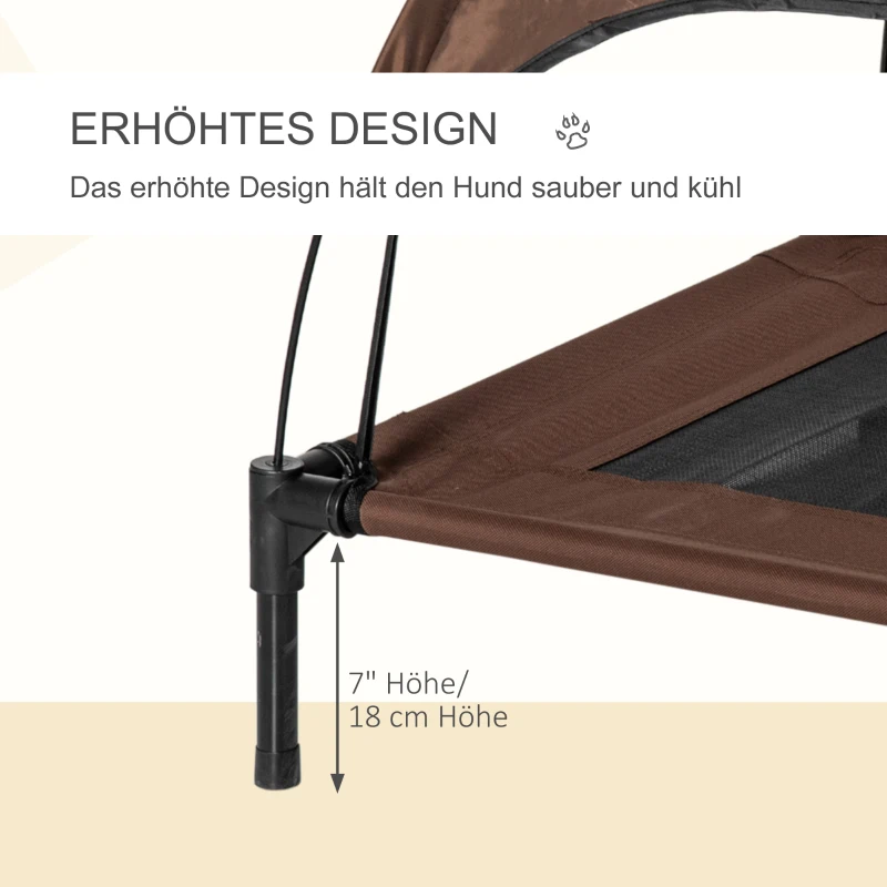 Huisdierenbed met luifel verhoogd hondenbed hondenligbed ademend taft-stof