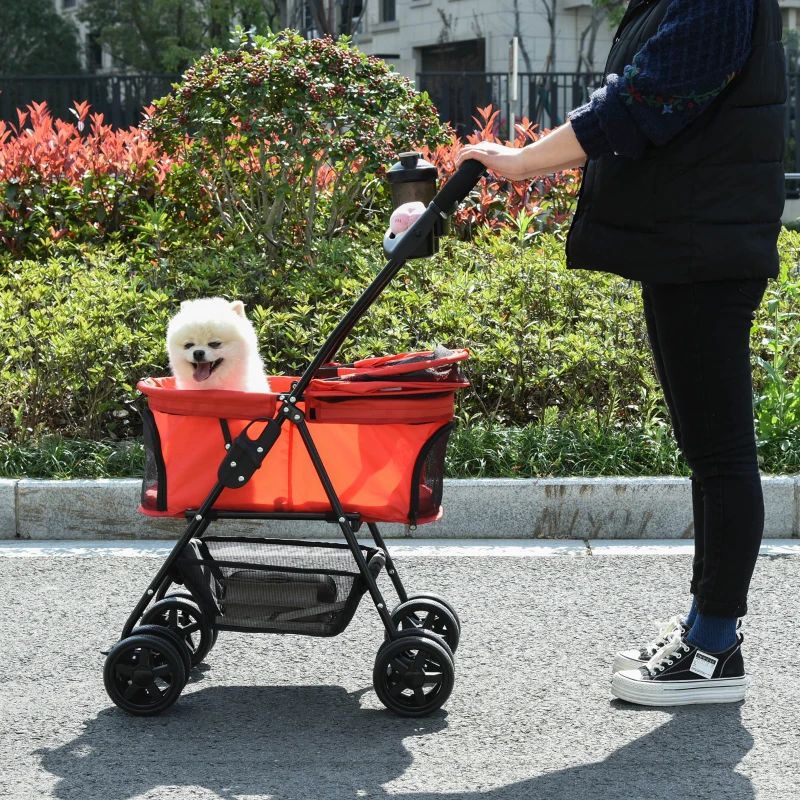PawHut opvouwbare hondenbuggy rood 67 x 45 x 96 cm