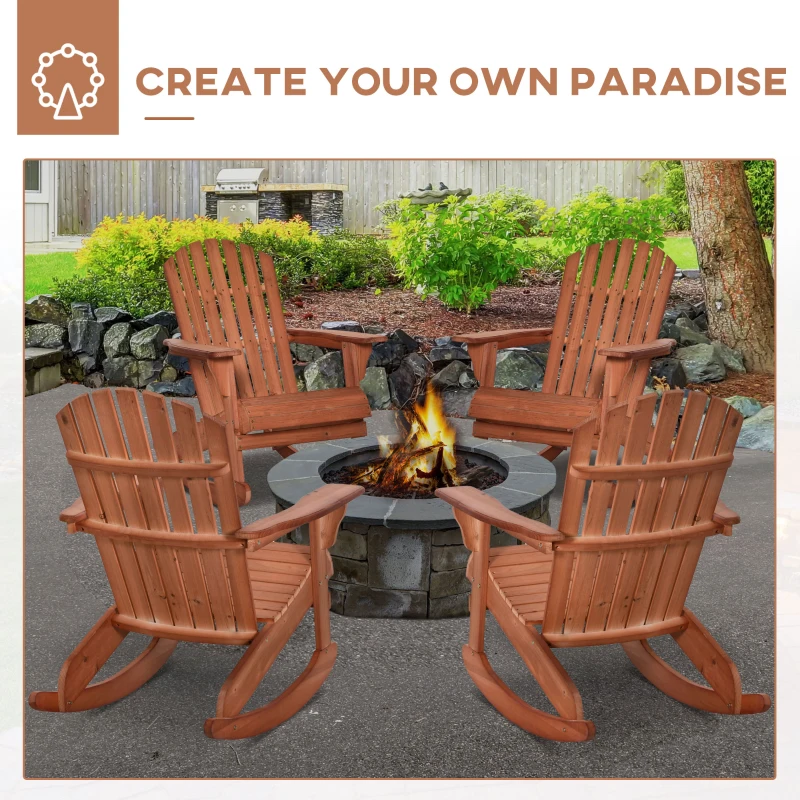 Outsunny adirondack tuinstoel naturel 77 x 94 x 97 cm