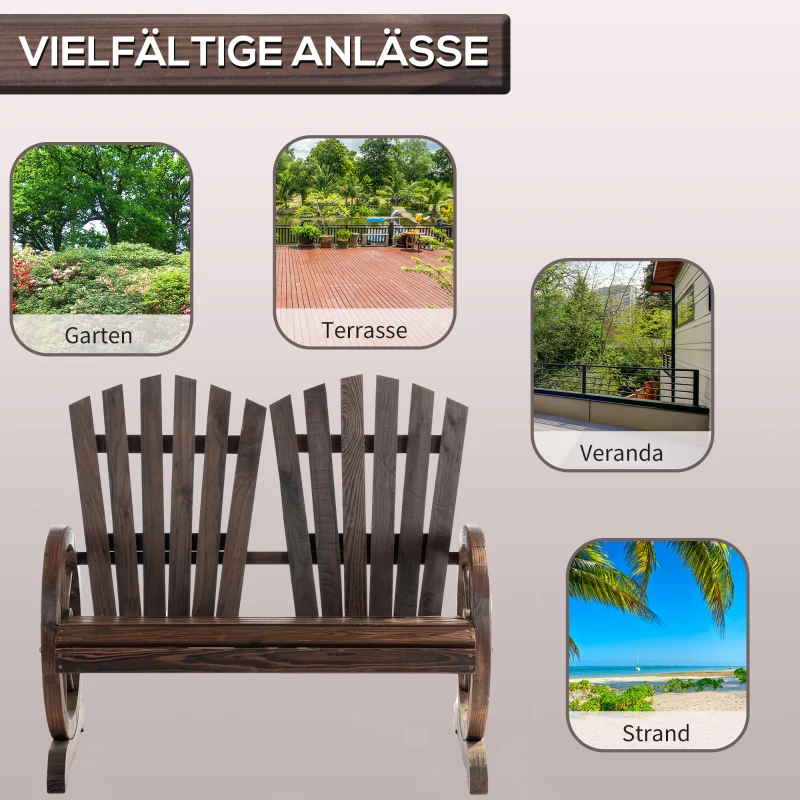 Outsunny Tuinbank van Hout Met Armleuningen Massief Hout 108 Cm voor Tuin Donkerbruin