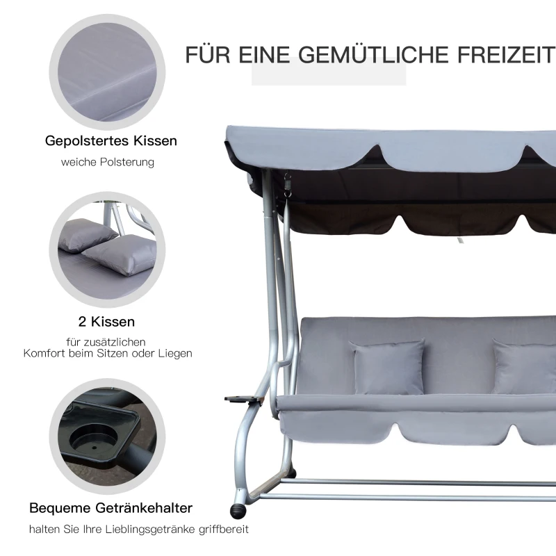 Huśtawka z dachem Huśtawka ogrodowa 3-osobowa z dachem funkcja leżenia stal 2 kolory