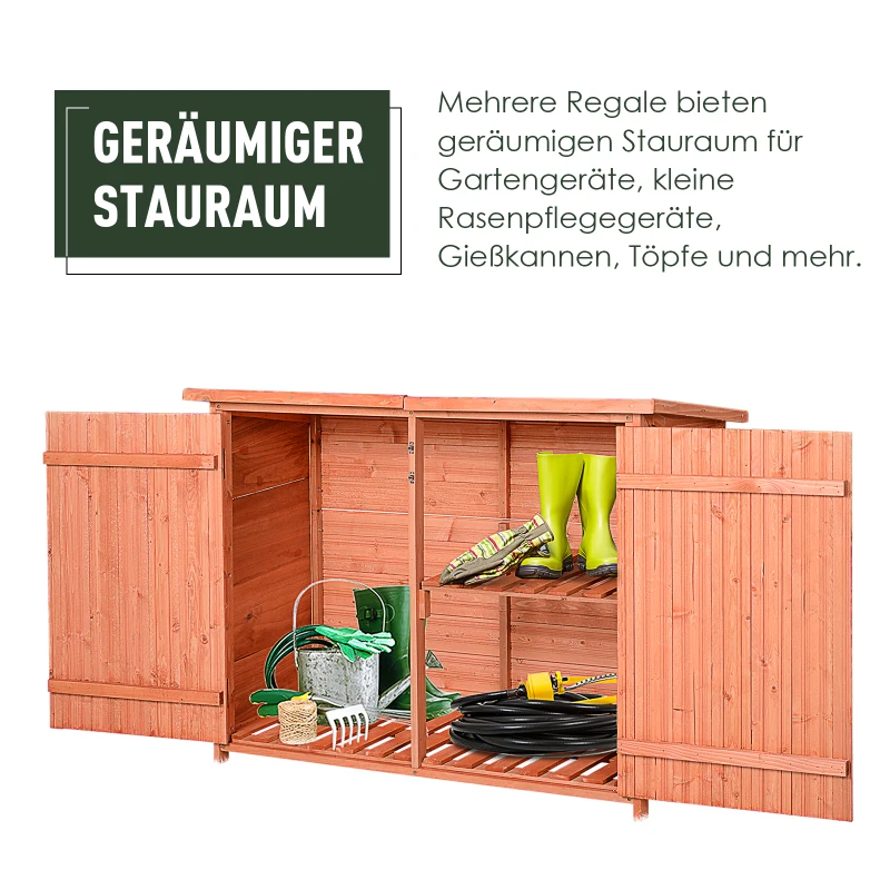 Outsunny Tuinhuis 3 vakken gereedschapsschuur gereedschapshuis asfaltdak massief hout
