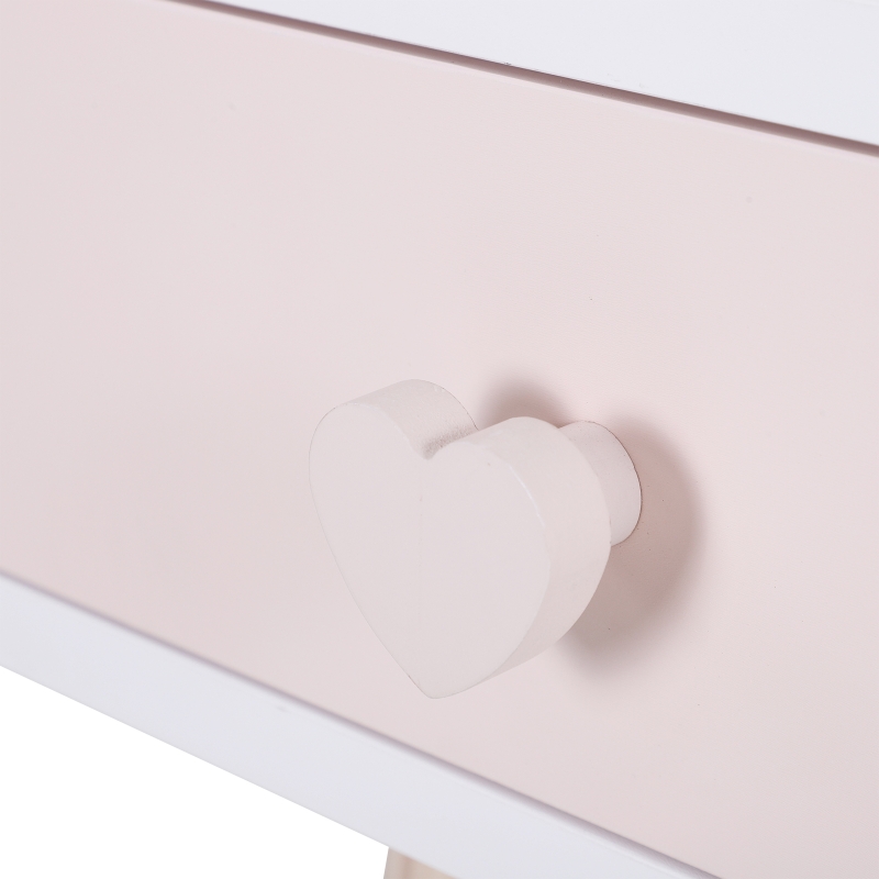 HOMCOM® Toaletka Dla Dzieci Stół Kosmetyczny Biurko Lustro 2 Szuflady Lite Drewno